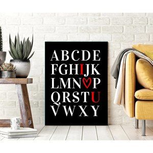 Alphabet framed art, Canvas Art Print 14x18 framed